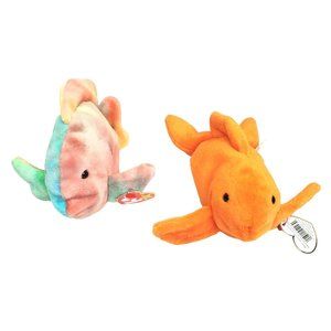 Retired Goldie & Coral Vintage T.Y P.V.C Pellet Beanie Baby Collectible stuffed